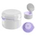 DIDATOOL Denture Cup Denture Bath Denture Cups for Soaking Dentures Denture Case with Lid Denture Bath with Rinsing Basket Easy to Carry and Clean Retainer Case Denture Cleaning kit (White) Round White