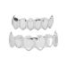 Buy Stylish Grillz Braces - Hip Hop Teeth Grill Set - Silver Hollow Coating Jewelry for Parties & Festivals - Buy Online on GoSupps.com
