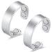 Vicmag copper magnetic rings for women men for arthritis pain relief therapy rings magnet healing 100% solid pure copper adjustable size with jewelry gift box (silver matt)