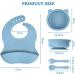 Vicloon Baby Weaning Set - 4 Pcs Silicone Feeding Set | Suction Plate, Bowl, Bib, Spoon & Fork | BPA Free for Toddlers & Kids | Blue Bear Sucker Bowl - Buy Online on GoSupps.com