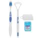 Tongue scraping reusable wound cleaning set with tongue cleaner toothbrush and dental floss for adults and children eliminates bad breath 100% BPA-free scale tongue tools