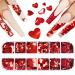 JMEOWIO Nail Glitter Heart Valentine's Day Nail Art Decoration Nail Design Accessories for Women Girls - Red