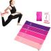 Resistance Loop Bands Set of 5 Resistance Workout Fitness Exercise Loop Bands with Five Resistance Levels for Physical Therapy Rehab Yoga Pilates and Strength Training in Gym and Home ( Pink series)