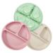 Pandaear 3 pieces divided children with suction cup baby plates slipproof bpa free silicone tavern sucking plate plate baby dishes baby plate blw plate 3 divided dining plate pink green light brown