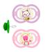 MAM Perfect Night Silicone Pacifier 16+ Girl Mix // Set of 2 // incl. 2 sterilized transport boxes