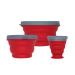 Willa + Woody 3 Pack Collapsible Camping Cookware Set  Includes 2 Bowls & 1 Cup with Lids  Compact Hiking Backpacking Camping Traveling Fishing and Picnic with Lid BPA-Free  Red