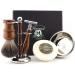Haryali London Men's Wooden Shaving Set Double Edge Safety Razor Synthetic Badger Brush Stand Bowl and Soap