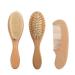Haominnaqi 3-Piece Wooden Baby Hair Brush and Comb Set for Newborns and Toddlers- Baby Brush Set for Newborns - Toddler Comb - Perfect Scalp Grooming Product for Infant  Toddler  Kids