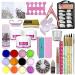 Acrylic nail set acrylic powder transparent pink white 3 colors glitter powder 12 pieces acrylic fluid nail art set nail tip nail decorations nail brush kits