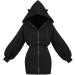 Bigfanshu Women's Harajuku Long Sweatshirt Black Punk Gothic Hoodies Hoody Zip-Up Autumn Cute Ear Cat - Buy Online on GoSupps.com