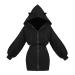 Bigfanshu Women's Harajuku Long Sweatshirt Black Punk Gothic Hoodies Hoody Zip-Up Autumn Cute Ear Cat