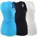 ZUMIY Maternity Nursing Top - Women's Cotton V Neck Ruched Waist Double Layered Tank - S Black/White/Lake Blue 3-Pack - Buy Online on GoSupps.com