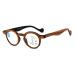 Fashion Wood Grain Round Frame Reading Glasses for Men Women Progressive Multifocus Anti Blue Light Readers(Couleur:Brown Grandeur:1.0x)