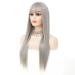 Siudus Women Grey Straight Long Wig with Bangs | Synthetic Heat Resistant Fiber for Daily Cosplay - International Shipping Available - Buy Online on GoSupps.com