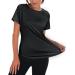 Jlowesun Women's Sportshirt - Lightweight Breathable Short Sleeve Top with Mesh Back for Fitness Running & Yoga - Stylish Black Round Neck - Buy Online on GoSupps.com
