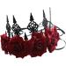 IBLUELOVER Halloween Headband Gothic Rose Tiara Queen Princess Garland Crown Headband Vintage Wedding Wreath Floral Bride Headpiece for Women Girls Day of The Dead Halloween Party Cosplay Redrose-a - Buy Online on GoSupps.com