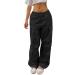 Parachute Pants Y2K Women Cargo Pants Baggy Cargoose Track Pants Streetwear Vintage Jeans Pants 90s E-Girl Streetwear Cargo Pants Y2K Sports Pants Lang Lock A1-Schwarz XL