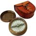 Vintage Brass Pocket Compass with Leather Case - Rustic Home Decor Gift - Buy Online on GoSupps.com