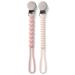 BooginHead Silicone Pacifier Clip Baby Pacifier Holder 2-Pack Rose & Cream