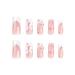 White French Tip Press on Nails - Medium Long Acrylic Fake Nails with 3D Bow Pearls & Flower Charms - Full Cover Glossy Stick on Nails for Women | 24 Pcs - Buy Online on GoSupps.com