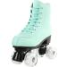 Cozy Green PU Leather High-top Roller Skates for Women | Beginner Indoor Outdoor Double-Row Skates with Flash Wheels - Size 37 - Buy Online on GoSupps.com