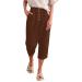 Gufesf Linen Pants for Women Plus Size Capris Pants Cotton Linen Wide Leg Casual Summer Comfy Loose Crop Pants Pockets E2-b-coffee Small