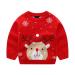 ESHOO Baby Boys Girls Christmas Deer Print Knitwear Pullover Sweater Boys Girls Xmas Jumper 5-6 Years Kids-red
