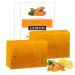 LinBomZony Lemon Turmeric Soap for Face & Body - Natural Brightening Soap with Turmeric Extract - Removes Impurities and Rashes - Moisturizes Dry Skin and Skin - 2 Pack