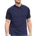 Blue Large Men's Casual Short Sleeve Henley Shirt | Fashion Button Up T-Shirt - Buy Online on GoSupps.com