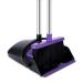 Broom and Dustpan Set Upright, 50-in Broom and Dustpan Set Long Handle Self Cleaning Broom and Dustpan Set for Home Kitchen Office Floor Purple