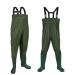 ANSOBEA WATHOSE Men Waterproof fishing pants waterproof with boots wathose neoprene 70d nylon for fishing farms construction work 42/43l green