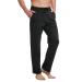 Baleaf men's width jogging pants cotton leisure pants straight leg sports pants men long yoga pants classic training pants with bags black l
