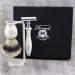 Luxury Men's Shaving Set: Grooming Essential Top Grade Silver Tip Brush & DE Safety (Blades NOT Included) & Dual Stand