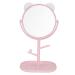 2 Color Optional Makeup Mirror  Cat Ear Shape Adjustable Vanity Mirror with Small Stand for Makeup  Mirrior with Jewelry Storage for Home & Salon(pink)