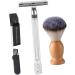 Minkissy 2 Sets Manual Razor for Men - Double Edge Razor Beard Brush & Handwear - Silver - 10.3x4cm - Perfect Grooming Tool for Facial Care - Buy Online on GoSupps.com