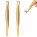 Unicraftale 2 pieces of golden tweezers for eyelash extensions tweezers made of stainless steel eyelash tool tweezers with curved head curved angled lace precision spin