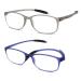 Mcoorn Reading Glasses Flexible Lightweight for Women Men (2 Pack) with Case Anti Blue Anti-Reflective 1 Grey + 1 Blue 1.5 x