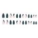 French Tip Press on Nails Medium Fake Nails Laser Green Design Almond Shape Glue on Nails for Women Acrylic Nails 24 Pcs almond 3 - Buy Online on GoSupps.com