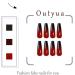 Outyua Halloween Red Black Press On Nails - Ombre Coffin Acrylic Designs for Women & Girls | 24Pcs Long Fake Nails - Buy Online on GoSupps.com