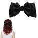 scicent Black Hair Bow Soft Satin Bow Hair Clips Silky Hair Bows for Women Non-Slip Bowknots Hair Scrunchies Elegant Big Bow Hair Clip Solid Color Hair Bows for Girls - 28118