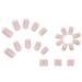 24PCS Glossy French Tip Press-On Acrylic Nails Set - Nude Pink Short Coffin Style with Glue | Full Cover Stick-On False Nails for Women and Girls - Buy Online on GoSupps.com