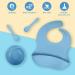 Vicloon Silicone Baby Feeding Set - 4Pcs Weaning Set with Suction Plate, Bib, Spoon & Fork | BPA-Free Toddler & Kids Bowl Set - Blue - Buy Online on GoSupps.com