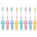 Cartoon Childrens Toothbrush 4pcs Cute Cleaning Teeth Brushing with Suction Cup Manual Short Handle Toothbrush for Kids