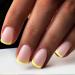 UKD Press On Nails Short with Designs Nude Square Stick On Nails for Women French Yellow Acrylic Nails Press On Full Cover Coffin Nails Glue On Nails 24Pcs Fake Nails for Nail Art Manicure Decoration