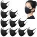 10 Pcs Black Face Mask, Fashion Unisex Coverings Protective, Reusable Washable Cotton Fabric
