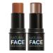 2-Pack Highlighting and Finishing Stick Non-stick Face Highlighter and Shadow Pencil Long-Lasting Smooth Face Highlighting Makeup (Mocha and Coffee)