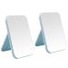 Nutair 2Pcs Desktop Makeup Mirror  8-Inch Portable Princess Mirror Table Desk Wall Hanging Dual-Purpose Square Mirror Blue