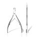 CGBE Cuticle Trimmer with Cuticle Pusher  Cuticle Remover Professional Stainless Steel Cuticle Nipper Tool Set for Fingernails and Toenails Pedicure Manicure Tools Silver Cuticle Pusher-2 Sets
