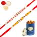 Ghasitaram Gifts Rakhi for Brother Rakhis Online - Set of 2-6511A Rakhis with 100 GMS of Dryfruits Mix Can Rakhi Set with 100 gms of Dryfruits Mix Can