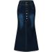 Sanahy Women's Casual High Waist Denim A-line Skirt | Button Front, Knee Length Fishtail Style | Dark Blue, Size Large - Buy Online on GoSupps.com